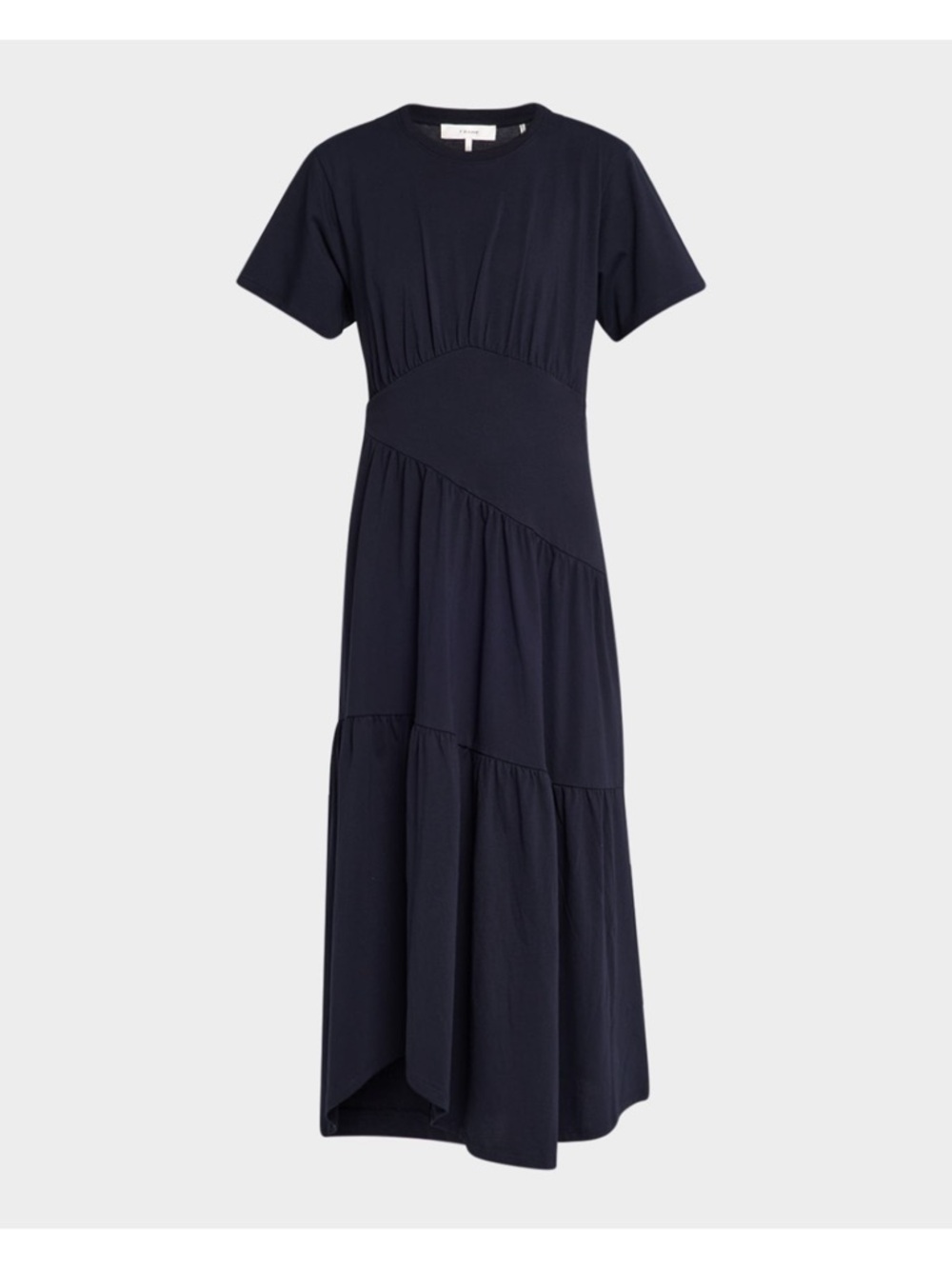 Frame Navy Tiered Short-Sleeve Maxi Dress